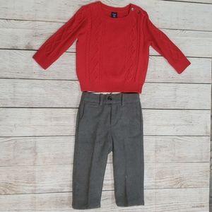 Gap 18 to 24 months winter outfit red and gray